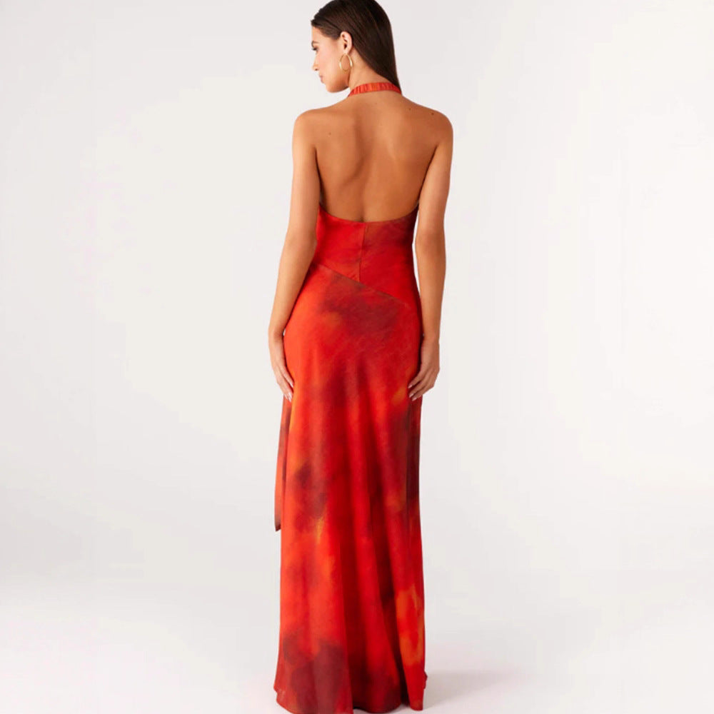 Damen Wickelmaxikleid mit tiefem V-Ausschnitt und fließendem Saum EB