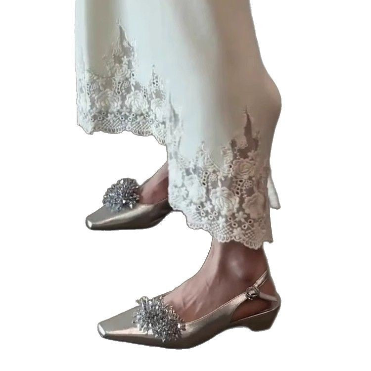 Damen Slingback-Pumps mit funkelnden Zier-Elementen und modischem Blockabsatz EB