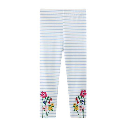 Mädchen Leggings mit buntem Blütenstickdesign EB