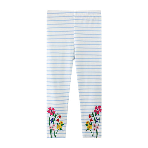 Mädchen Leggings mit buntem Blütenstickdesign EB