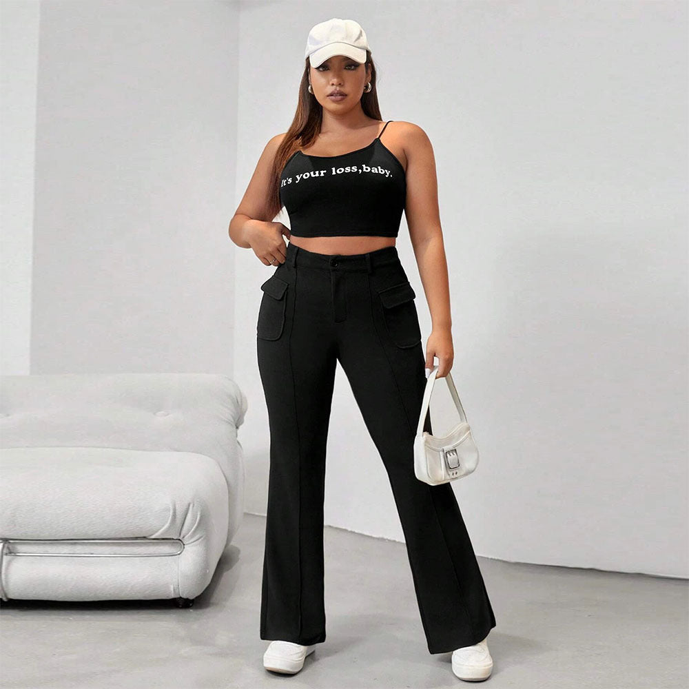 Damen Flared Hose mit praktischen Seitentaschen und elastischem Bund EB