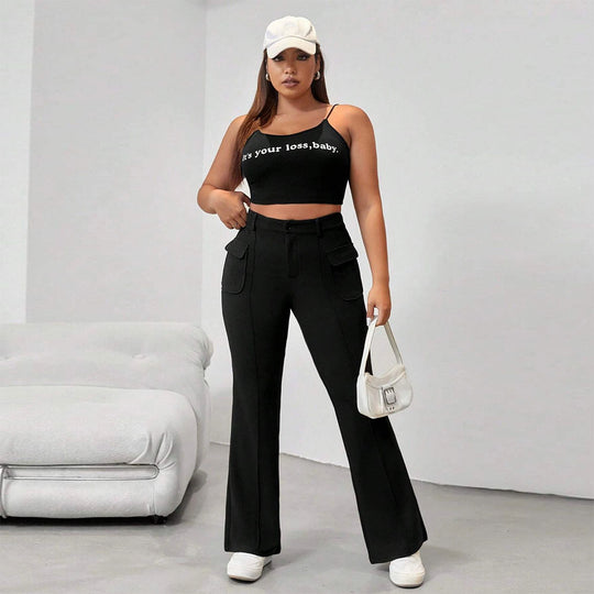 Damen Flared Hose mit praktischen Seitentaschen und elastischem Bund EB