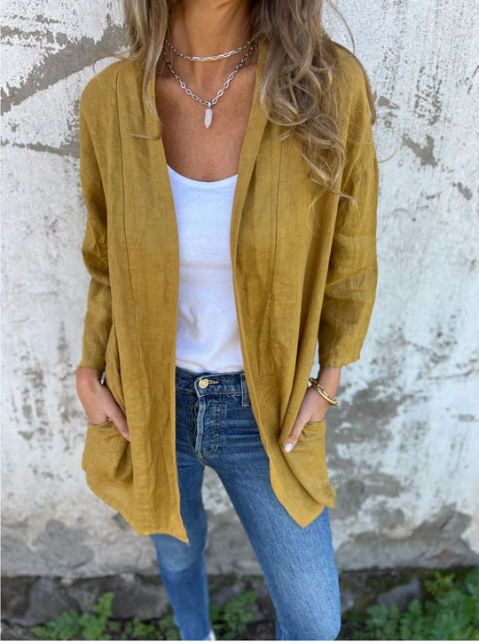 Damen lässige Sommerjacke aus leichtem Leinen EB