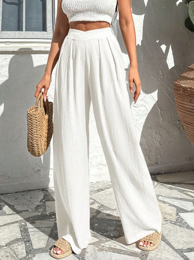 Damen weite Stoffhose mit eleganter Bundfaltenführung EB