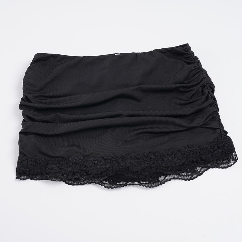 Damen Rüschenrock mit eleganter Spitzenbordüre EB