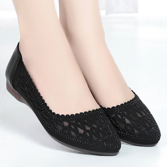 Damen Elegante Ballerinas mit modischem Cut-Out-Design und funkelnden Strassdetails EB