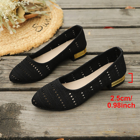 Damen Ballerinas mit modischem Lochmuster und elegantem Absatz EB