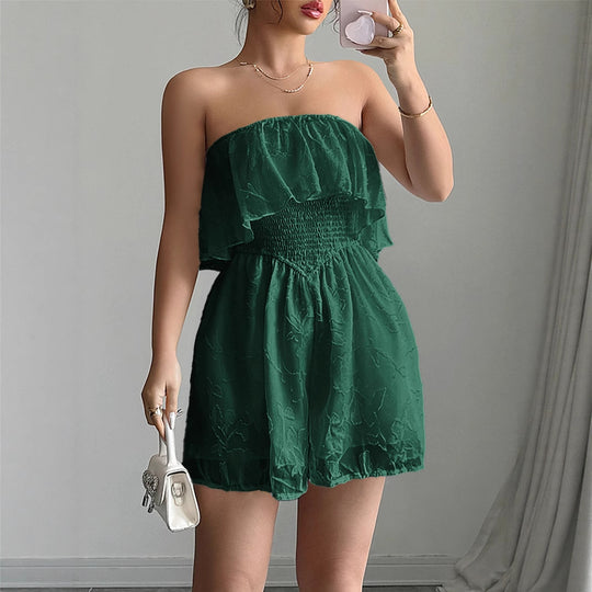 Damen Bandeau Jumpsuit mit Rüschendetails EB