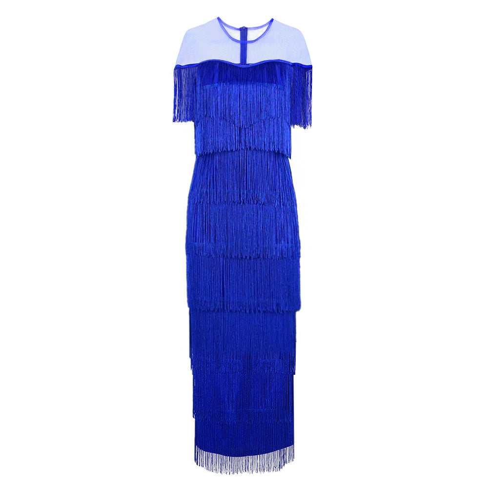 Damen Wickelkleid mit fransierendem Design und seitlichem Schlitz EB