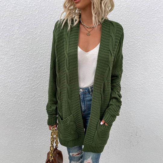 Damen Strickjacke mit tiefem V-Ausschnitt und Taschen EB