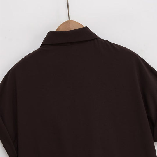 Damen Kurzarmbluse mit Knotendetail und elegantem Schnitt EB