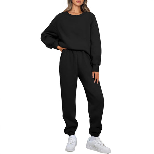 Damen nan gemütliches zweiteiliges Lounge-Set aus French-Terry mit Oversize-Sweatshirt und taillierter Jogginghose EB
