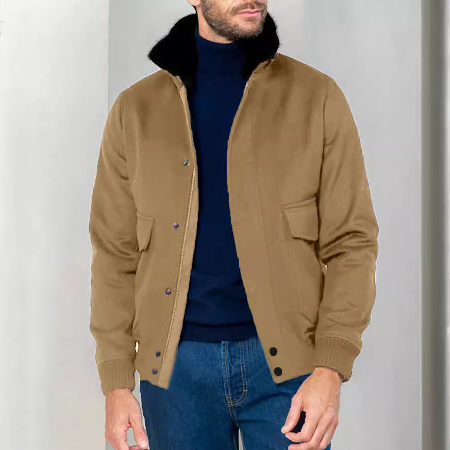 Herren stilvolle Übergangsjacke mit weichem Kragen und praktischen Eingrifftaschen EB