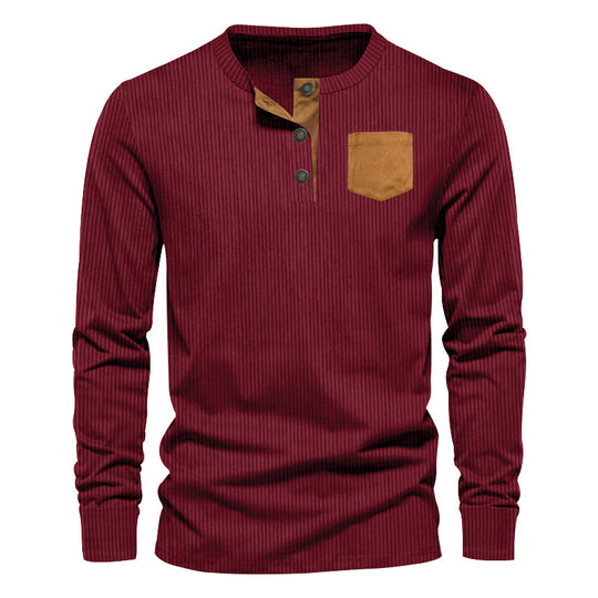 Herren Rippenfeinstrick Langarmshirt mit Slim‑Fit und Stehkragen EB