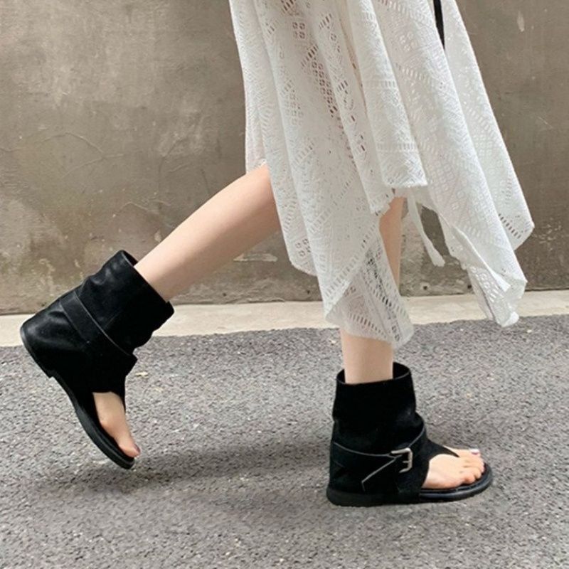 Damen modische Sandalen mit offenem Zehenbereich und elegantem Faltenwurf EB
