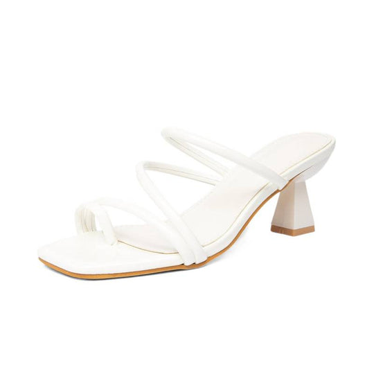 Damen modische Riemchen-Sandalen mit quadratischer Zehenpartie und stabilem Blockabsatz EB