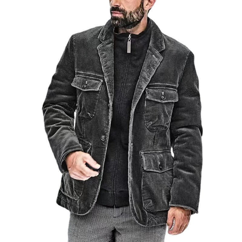 Damen lässige Cordjacke mit aufgesetzten Taschen EB