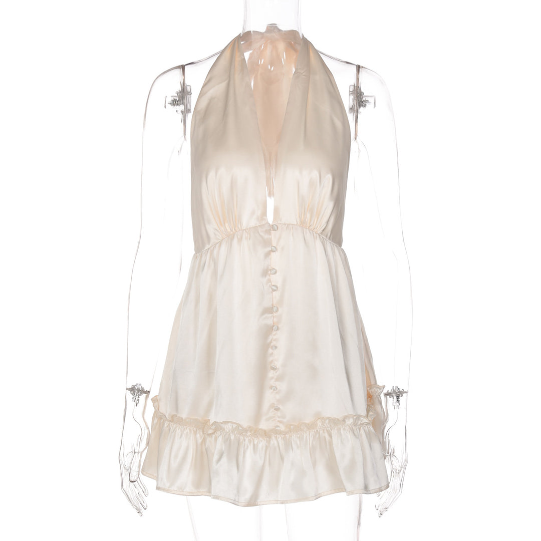 Damen Elegantes Top mit tiefem V-Ausschnitt und Rüschendetails EB