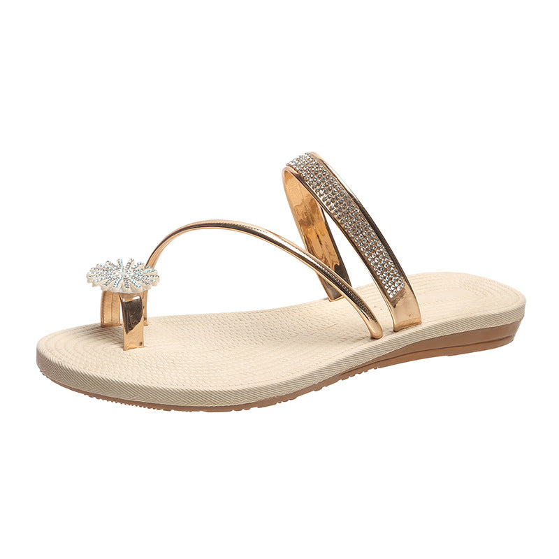 Damen Zierliche Modische Flip-Flops mit funkelnden Strassdetails und konturiertem Fußbett EB