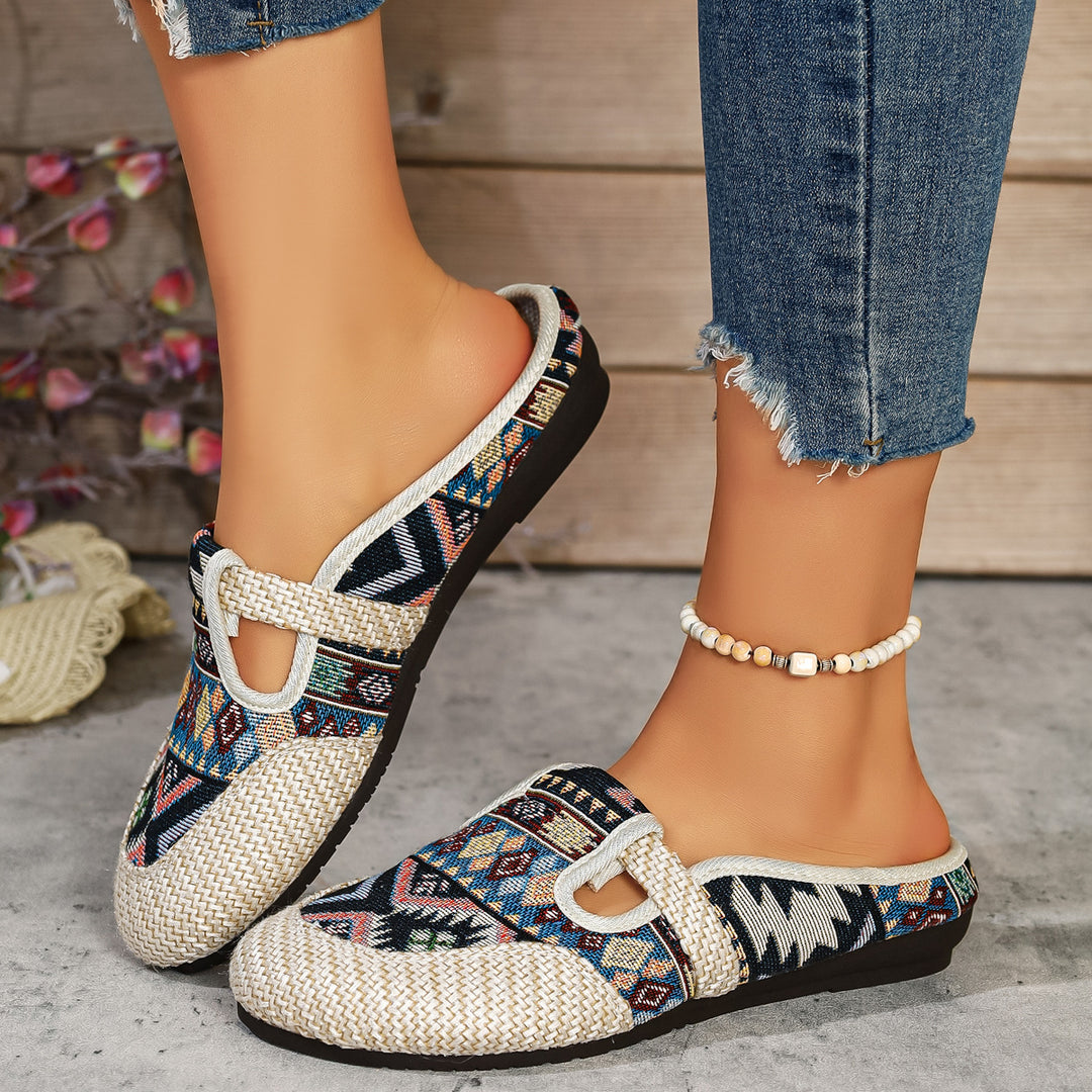 Damen komfortable und modische Clogs mit buntem Jacquard-Muster EB