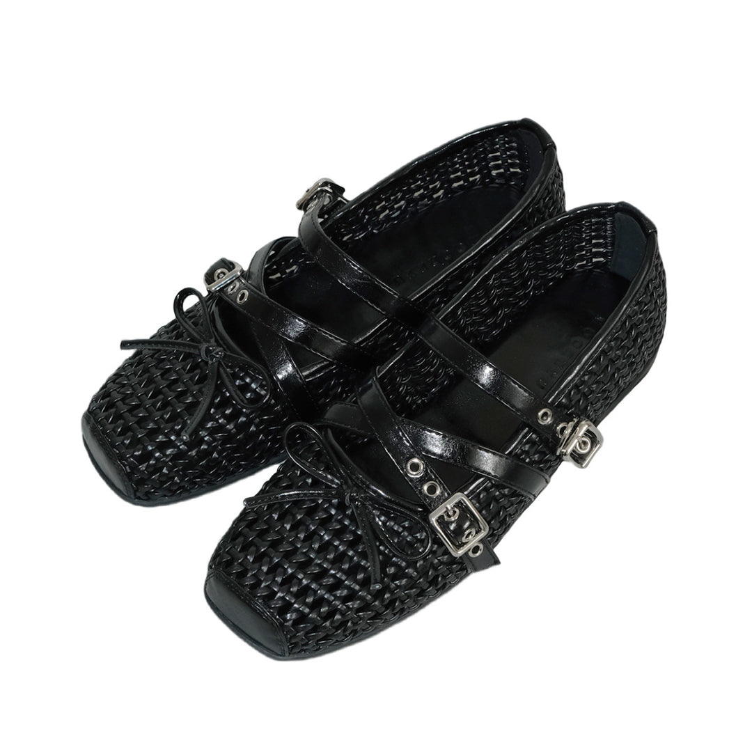 Damen Ballerina-Schuhe mit dekorativem Netzdesign und komfortablem Riemen EB