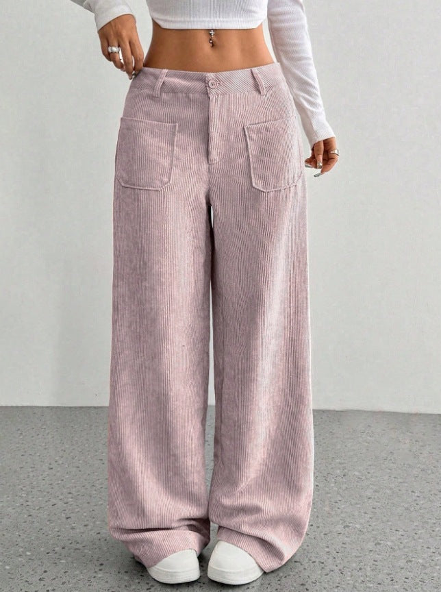 Damen Weite und bequeme Cordhose mit Taschen EB