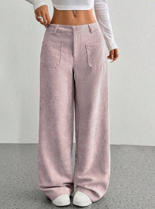 Damen Weite und bequeme Cordhose mit Taschen EB