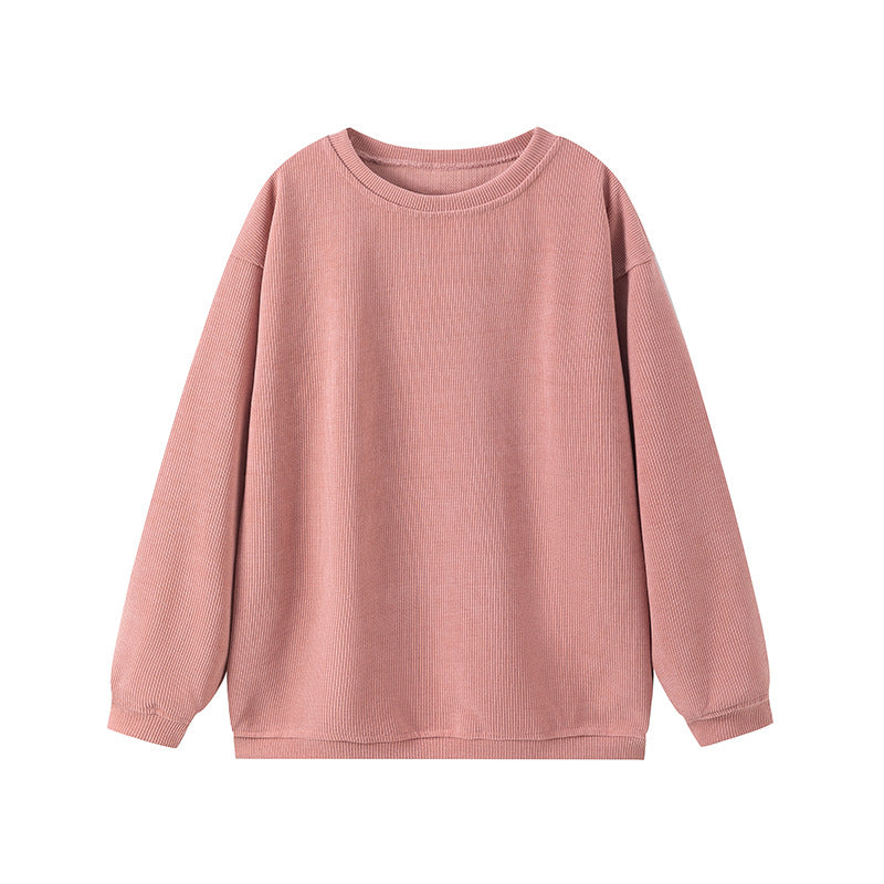Damen lässiger Sweatshirt mit feiner Rippstruktur und komfortablem Schnitt EB