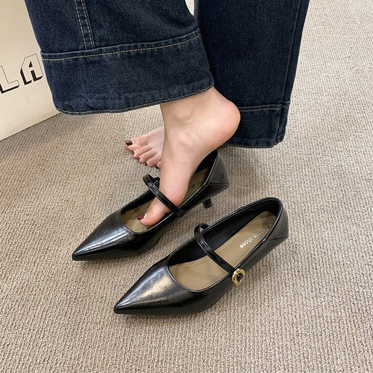 Damen elegante Pumps mit schmaler Schnalle EB