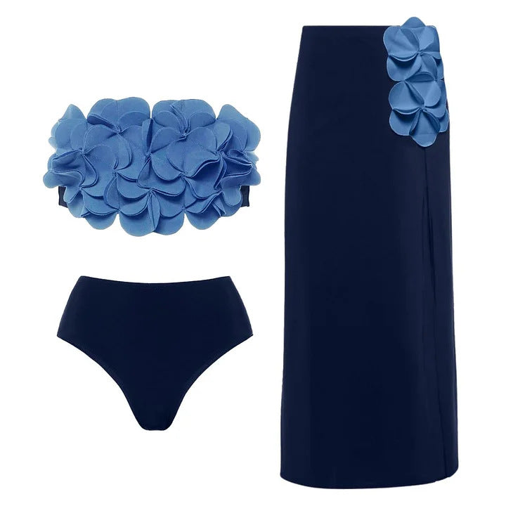 Damen Schwimmanzug mit asymmetrischem Schnitt und floralen Applikationen EB
