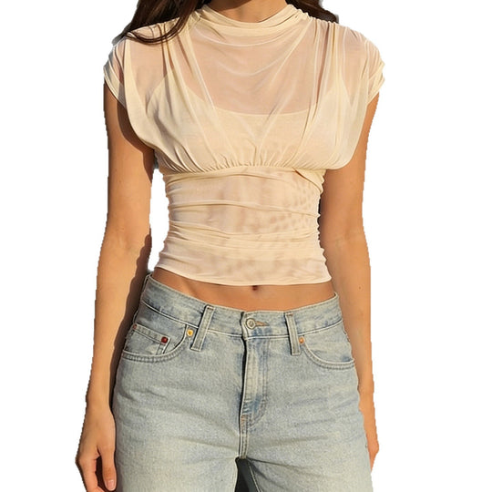 Damen Elegantes Wickeloberteil mit sanften Rüschendetails und komfortablem Schnitt EB