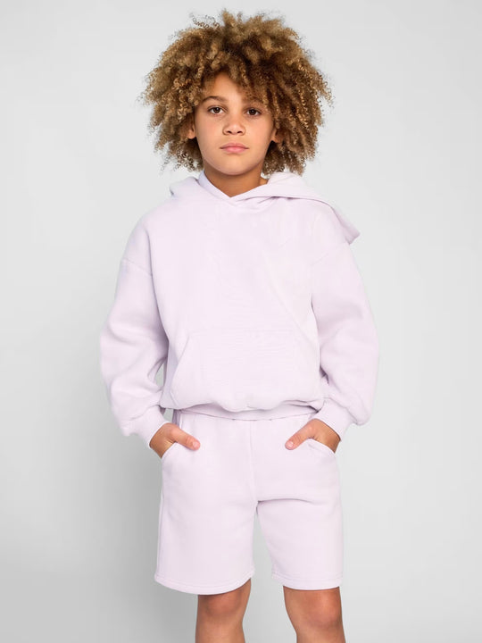 Damen Kapuzensweatshirt und Shorts-Set aus weichem Fleece mit praktischen Taschen EB