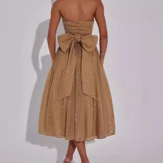 Damen Elegantes strapless Cocktailkleid mit gerafftem Oberteil und A-Linie EB