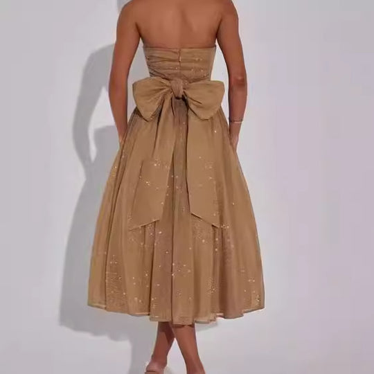 Damen Elegantes strapless Cocktailkleid mit gerafftem Oberteil und A-Linie EB