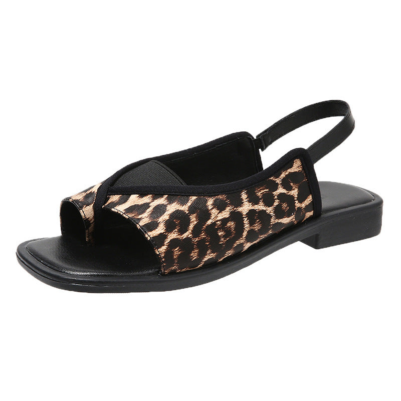 Damen Offene Slippers mit modischem Schlangenlederdesign und Komfortsohle EB