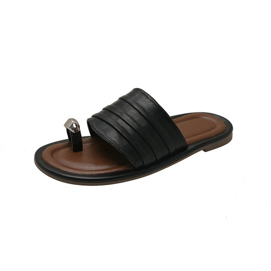 Damen Modische Slipper mit komfortablem Fußbett und glänzendem Obermaterial EB