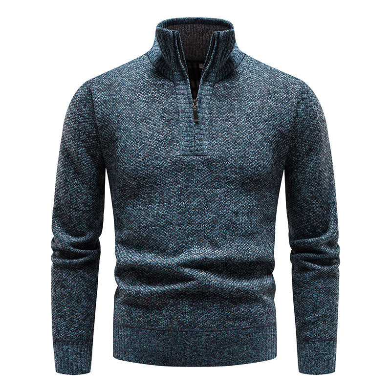 Herren eleganter Strickpullover mit modernem Stehkragen und Reißverschluss EB