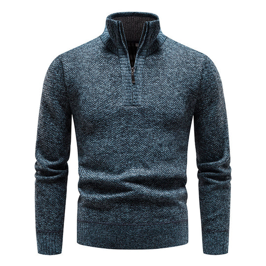 Herren eleganter Strickpullover mit modernem Stehkragen und Reißverschluss EB