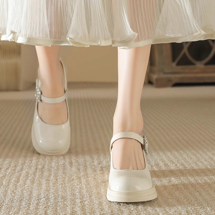 Damen elegante Blockabsatz-Pumps mit modischer Schnallenverzierung EB