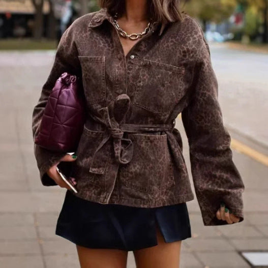 Damen Leinenhemdjacke mit tailliertem Schnitt und Gürtel EB