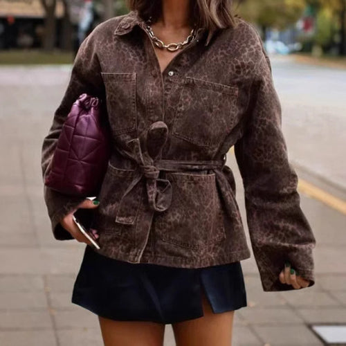 Damen Leinenhemdjacke mit tailliertem Schnitt und Gürtel EB