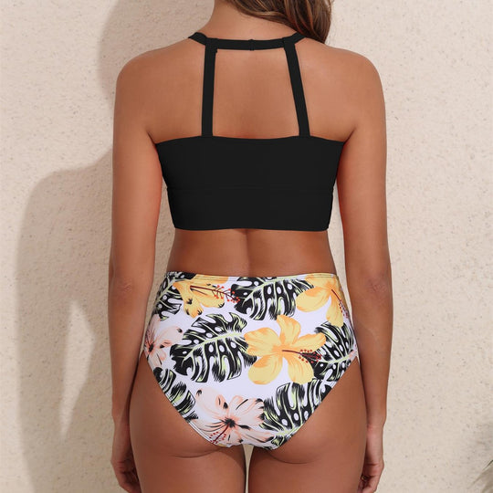Damen Bikini-Set mit hohem Bund und sportlichem Oberteil EB