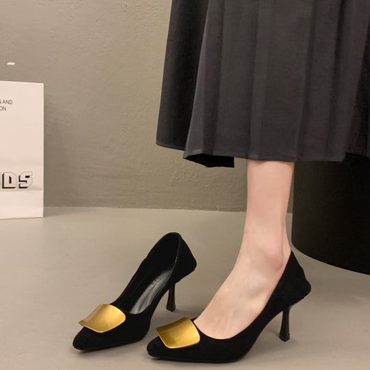 Damen Elegante Pumps mit modischem Gold-Akzent EB