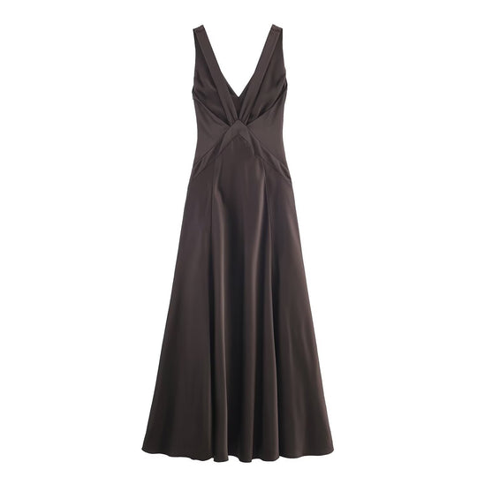 Damen Maxikleid mit elegantem V-Ausschnitt und raffiniertem Schlitz EB