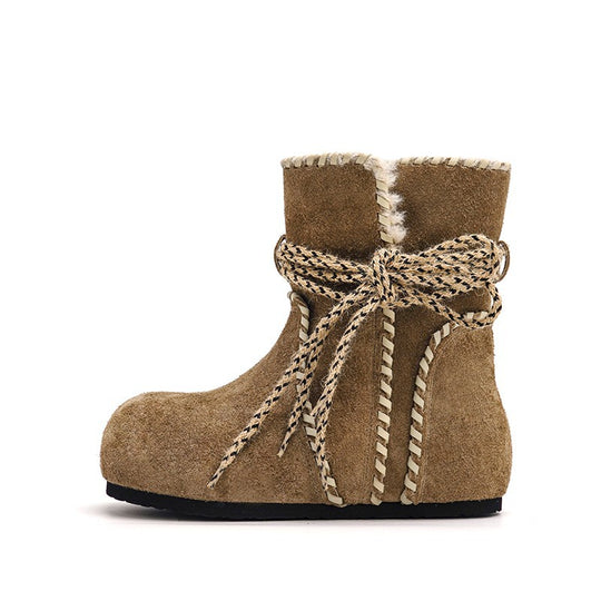 Damen Kuschelige Winterstiefel mit weichem Futter und modischer Schnürung EB