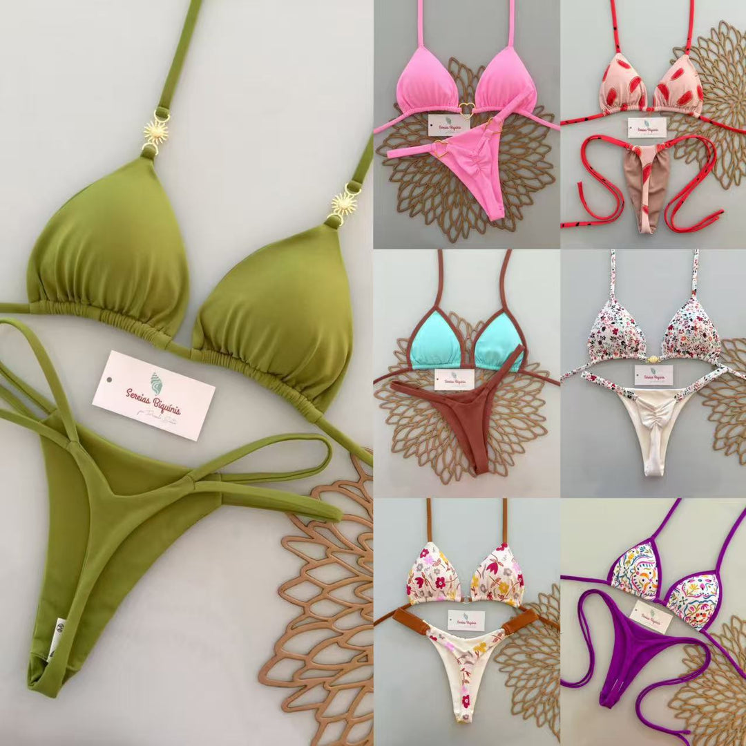 Damen Triangel-Bikini mit frischem Melonenmuster EB