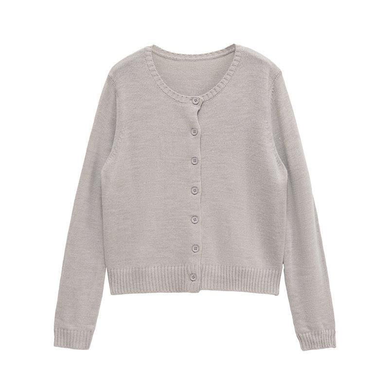 Damen leichte Strickjacke mit schlichten Knöpfen und eleganter Passform EB