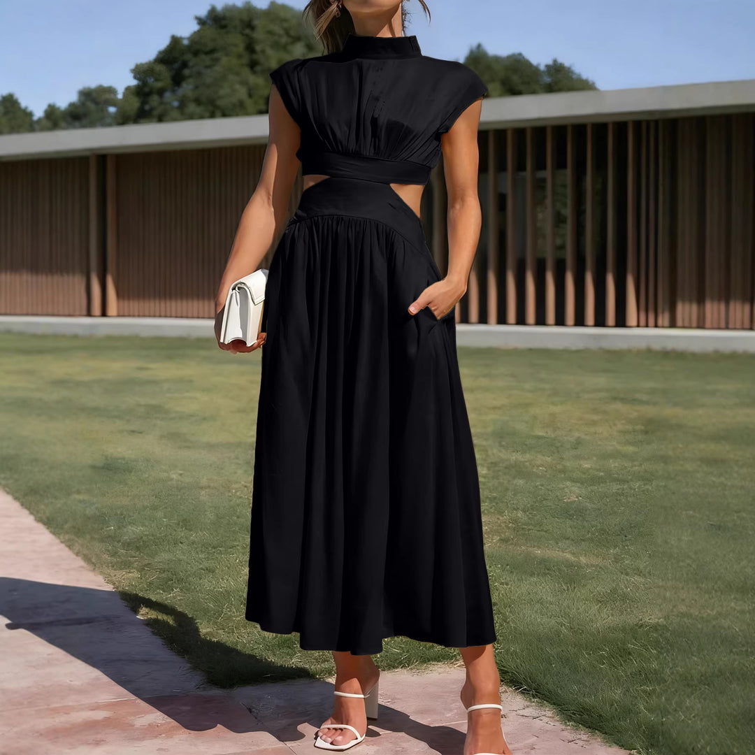 Damen Maxikleid mit elegantem Wickeldesign und raffiniertem Cut-Out EB
