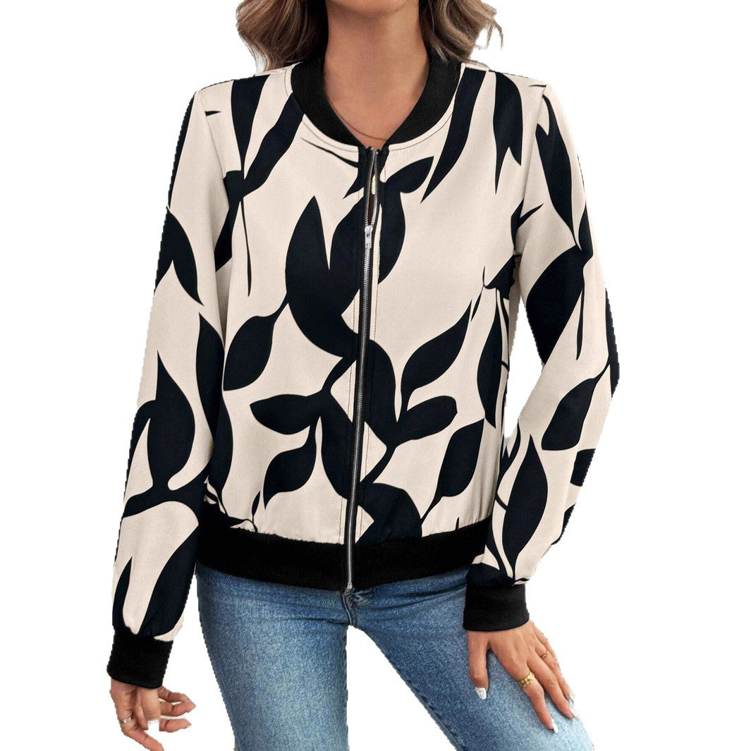 Damen Bomberjacke mit floralem Print und sportlichem Schnitt EB