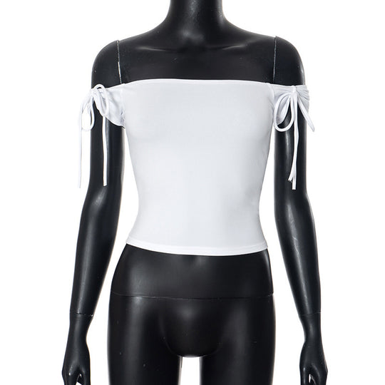 Damen Trägertop mit Off-Shoulder-Design und Bindegurten EB